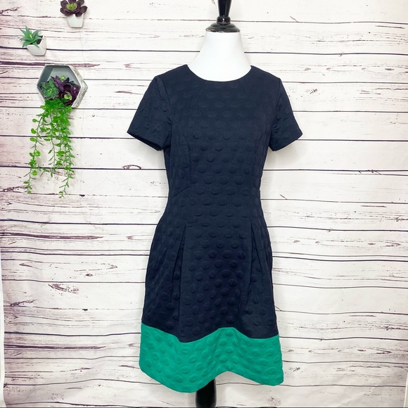 Elle Black & Green Short Sleeve Pleated Dress Size Medium - Picture 10 of 10